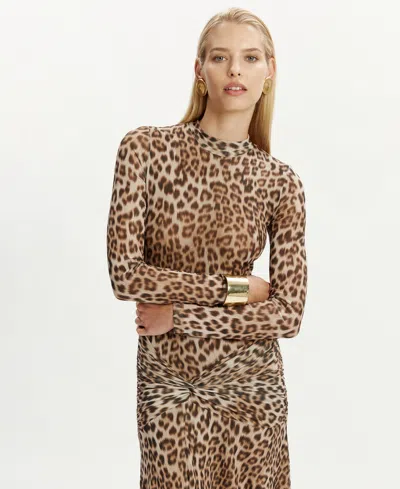 Bardot Women's Long Sleeves Printed Shift Dress In Animal Print