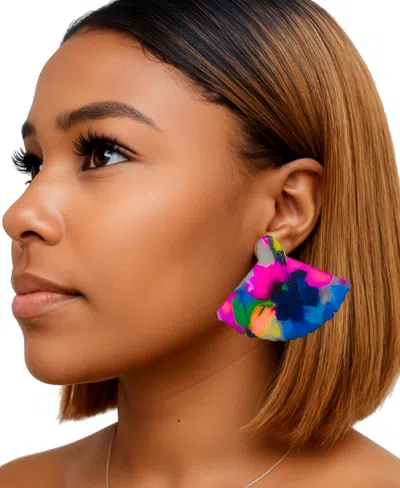 Swanky Designs Liora Mini Fan Stud Earrings In Multi