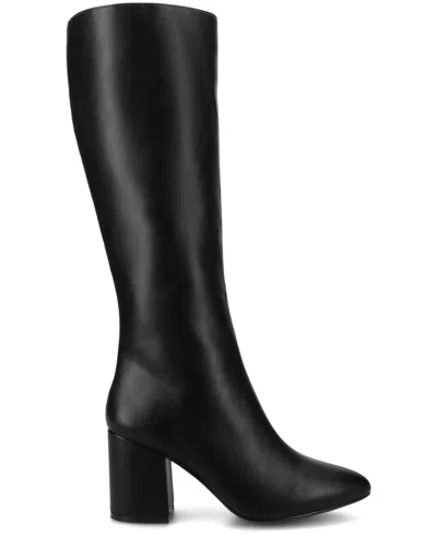 Journee Collection Wide Width Wide Calf Womens Ameylia Tru Comfort Foam Covered Block Heel Pointed Toe Boots In Black