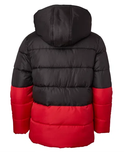 Ixtreme Big Boys Color Blocked Ripstop Puffer Jacket With Beanie In Black