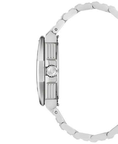 Bulova Mens Silver Tone Stainless Steel Bracelet Watch 98b456 In Black