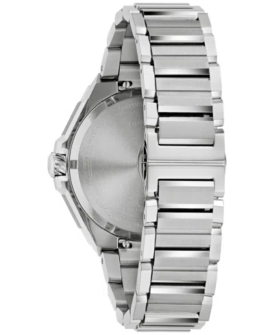 Bulova Mens Silver Tone Stainless Steel Bracelet Watch 98b456 In Black