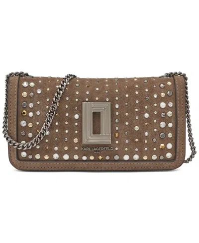 Karl Lagerfeld Kosette Mini Leather Shoulder Bag In Brown