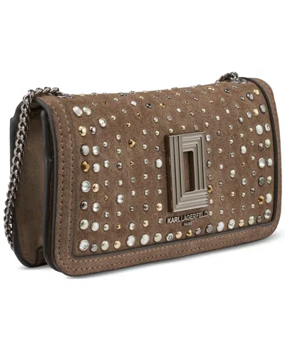 Karl Lagerfeld Kosette Mini Leather Shoulder Bag In Brown