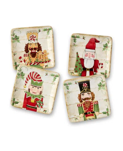 Certified International Nutcracker Parade Set Of 4 Canape Plates In Multi