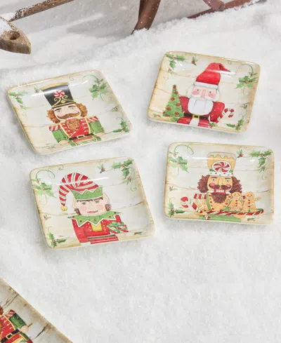 Certified International Nutcracker Parade Set Of 4 Canape Plates In Multi
