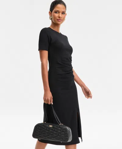 Inc International Concepts Women's Side-ruched Dress, Macy's Exclusive In Black