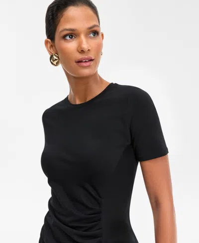 Inc International Concepts Women's Side-ruched Dress, Macy's Exclusive In Black