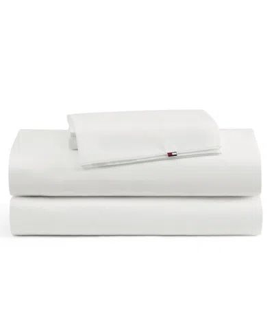 Tommy Hilfiger Performance Cooling Solid 180-thread Count Cotton 3-pc. Sheet Set, Twin In White
