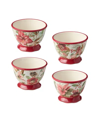 Certified International Winter Blooms Ice Cream Bowls, Set Of 4 In Multi