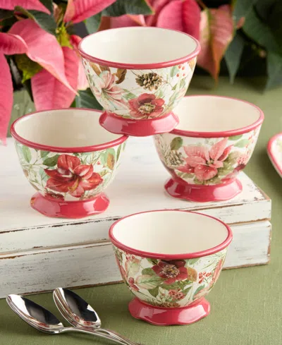 Certified International Winter Blooms Ice Cream Bowls, Set Of 4 In Multi