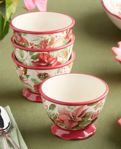 Certified International Winter Blooms Ice Cream Bowls, Set Of 4 In Multi