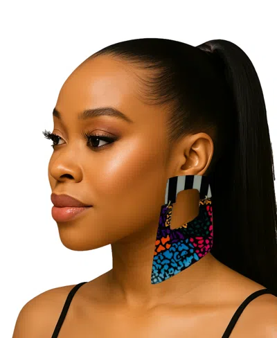 Swanky Designs Raquel Dangle Abstract Earrings In Multi