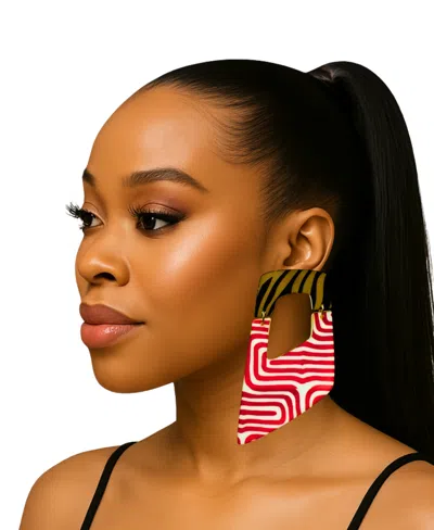 Swanky Designs Raquel Dangle Abstract Earrings In Red