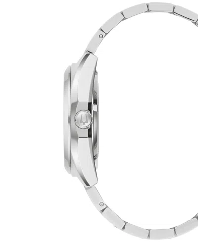 Bulova Surveyor Mens Automatic Silver Tone Stainless Steel Bracelet Watch 96b469 In Silver