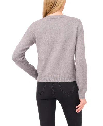 Cece Ribbon Applique Cardigan In Gray