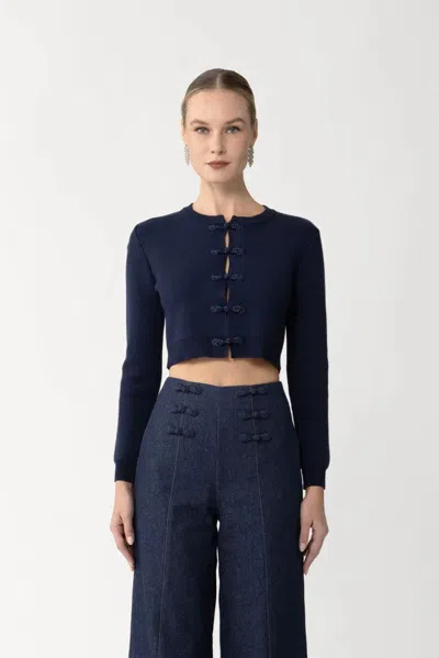 Sau Lee Demi Knit Cardigan In Blue