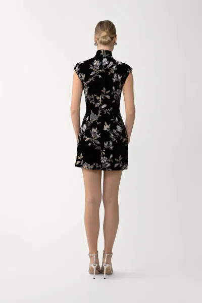 Sau Lee Devon Embellished Velvet Cocktail Minidress In Black