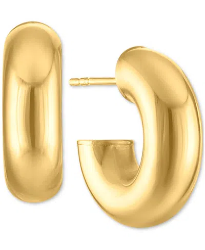 Macy's Polished J-hoop Extra Small Huggie Hoop Earrings In 10k Gold, 0.375" In Gold