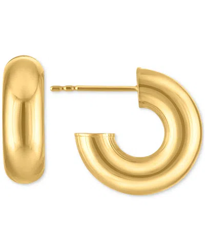 Macy's Polished J-hoop Extra Small Huggie Hoop Earrings In 10k Gold, 0.375" In Gold