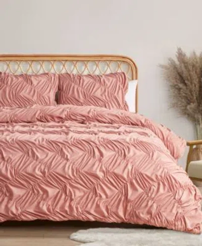 Jessica Simpson Emmy Textured Ruched Comforter Set In Pink