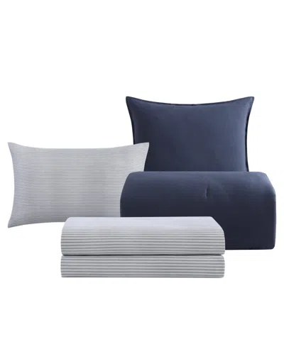 Tommy Hilfiger Solid Microfiber 7-pc. Comforter Set, Full/queen In Blue