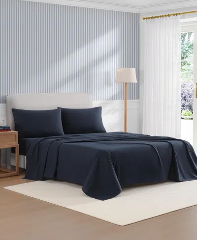 Tommy Hilfiger Performance Cooling Solid 180-thread Count Cotton 4-pc. Sheet Set, King In Blue