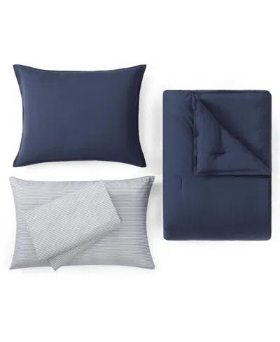 Tommy Hilfiger Solid Microfiber 5-pc. Comforter Set, Twin/twin Xl In Blue