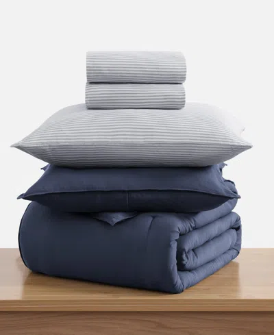 Tommy Hilfiger Solid Microfiber 5-pc. Comforter Set, Twin/twin Xl In Blue