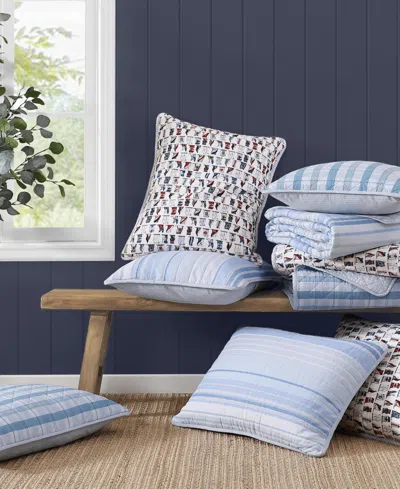 Tommy Hilfiger 136 Thread Count Bold Stripe Textured Cotton Printed Quilt Set