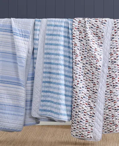 Tommy Hilfiger 136 Thread Count Bold Stripe Textured Cotton Printed Quilt Set