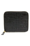 Comme Des Garçons Clover Embossed Zip Fold Wallet In Black