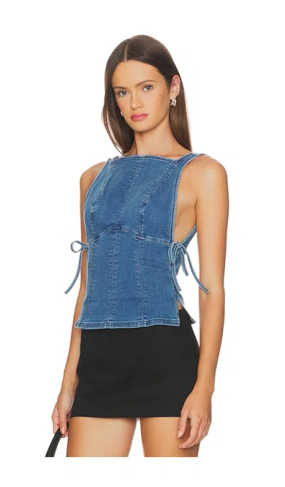 Free People Not My Fault Corset In Denim Baby Blue In Blue