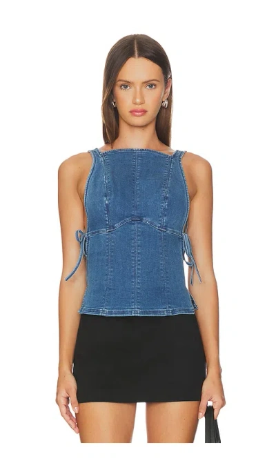 Free People Not My Fault Corset In Denim Baby Blue In Blue