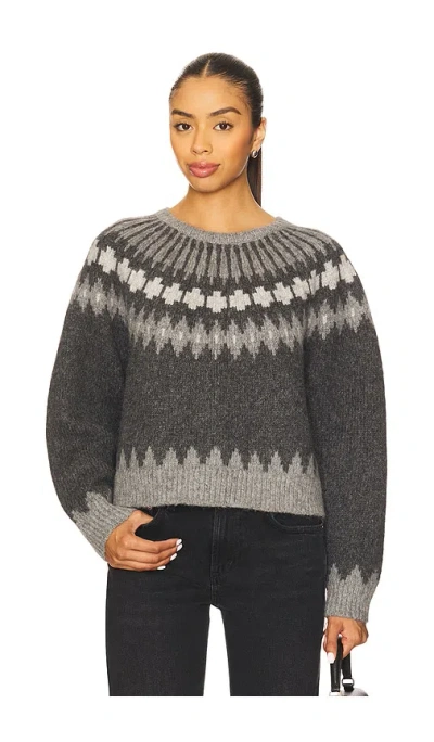 Nili Lotan Genevive Intarsia Alpaca Sweater In Grey Fair Isle