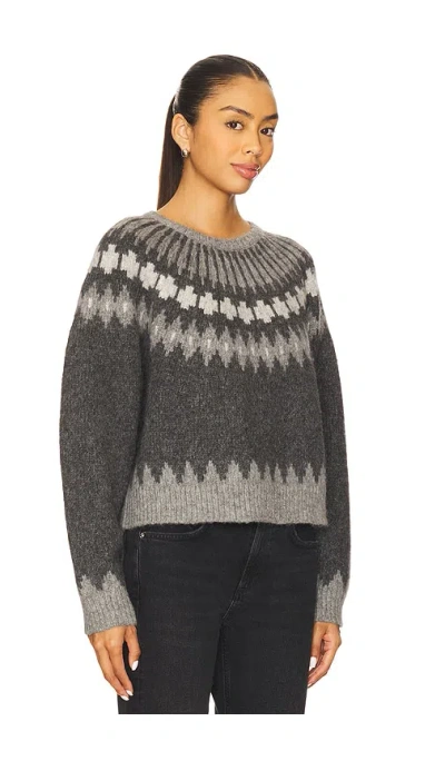 Nili Lotan Genevive Intarsia Alpaca Sweater In Grey Fair Isle