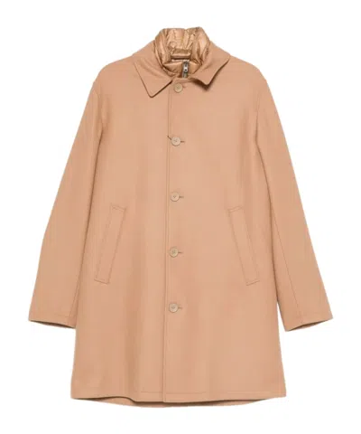 Herno Padded Coat With Collared Design And Pockets In Gold