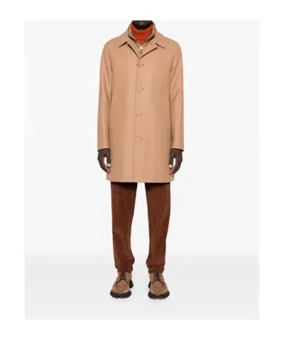 Herno Padded Coat With Collared Design And Pockets In Gold