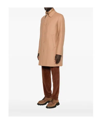 Herno Padded Coat With Collared Design And Pockets In Gold