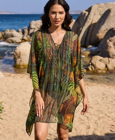 Miraclesuit ® Sunset Islet Metallic Chiffon Cover-up Caftan In Multi