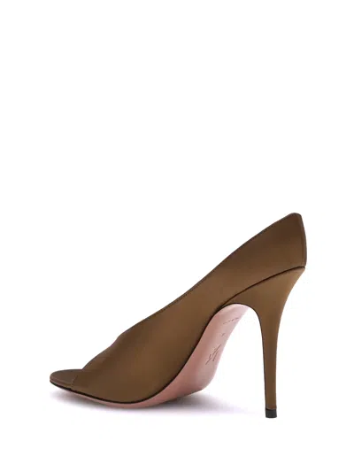 Amina Muaddi Brown Calf Leather Bos Taurus High Heel Pumps In Multi