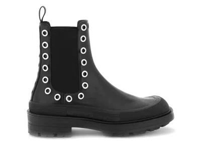 Pre-owned Alexander Mcqueen Men's  Stack Chelsea Eyelet Boot Sneakers In Black/silver In Multi