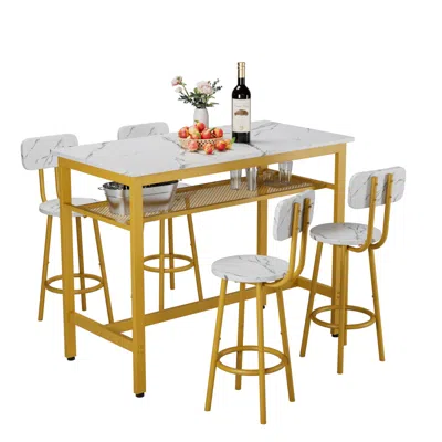 Streamdale Furniture Streamdale 5-piece Kitchen Counter Height Table Set, Bar Table With 4 Chairs