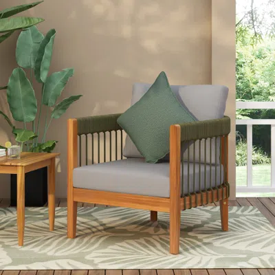 Streamdale Furniture Streamdale Acacia Wood Rope Outdoor Club Chair - Water-resistant Patio Lounge