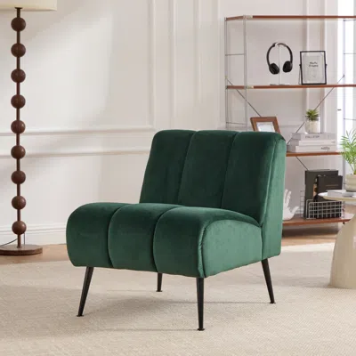 Streamdale Furniture Streamdale Modern Green Velvet Accent Chair With Black Legs