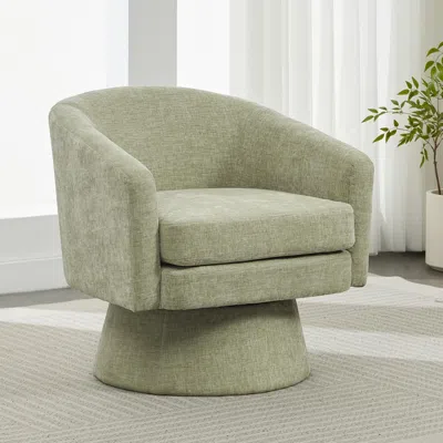 Streamdale Furniture Streamdale Chenille Swivel Accent Chair - 360 Rotating Barrel, Green