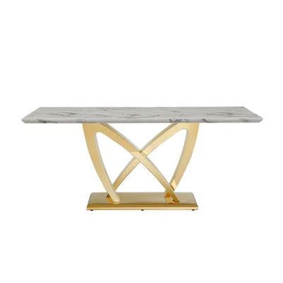 Streamdale Furniture Streamdale 70" Faux Marble Dining Table, Mirrored Base (gold/white)
