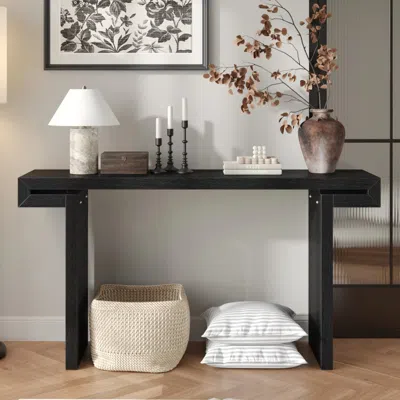 Streamdale Furniture Streamdale 60" Rustic Farmhouse Console Table - Distressed Black