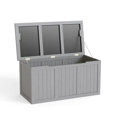 Streamdale Furniture Streamdale 67 Gallon Wooden Deck Box - Outdoor Storage, Seat & Table Top