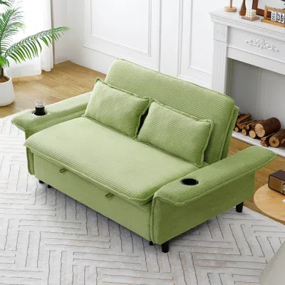 Streamdale Furniture Streamdale Green Multi-functional Sofa Bed With Adjustable Armrests & Backrests